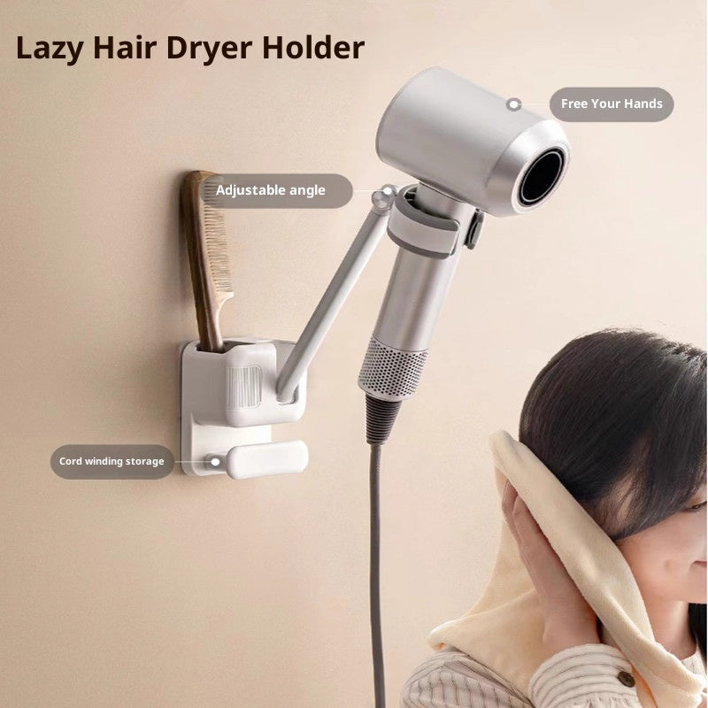 White Plastic Hair Dryer Wall Holder