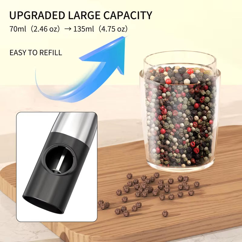 USB Rechargeable Electric Salt Pepper Grinder Adjustable Roughness Freshly Ground Pepper Powder Grinder Kitchen Cooking Tools
