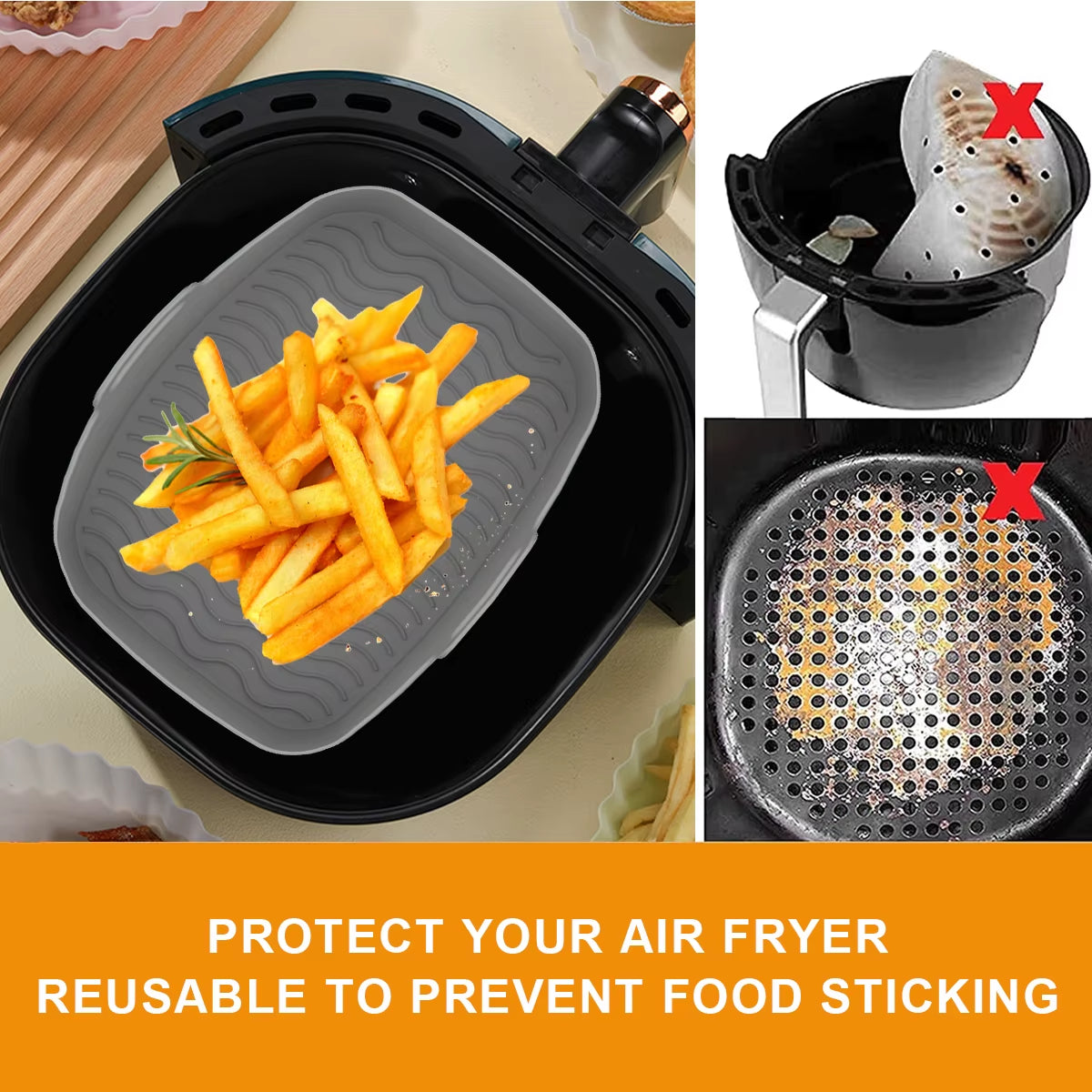 Silicone Air Fryer Liner for Ninja Dual Air Fryer Accessories Reusable Silicone Pot Grill Pan Baking Basket Kitchen Accessories