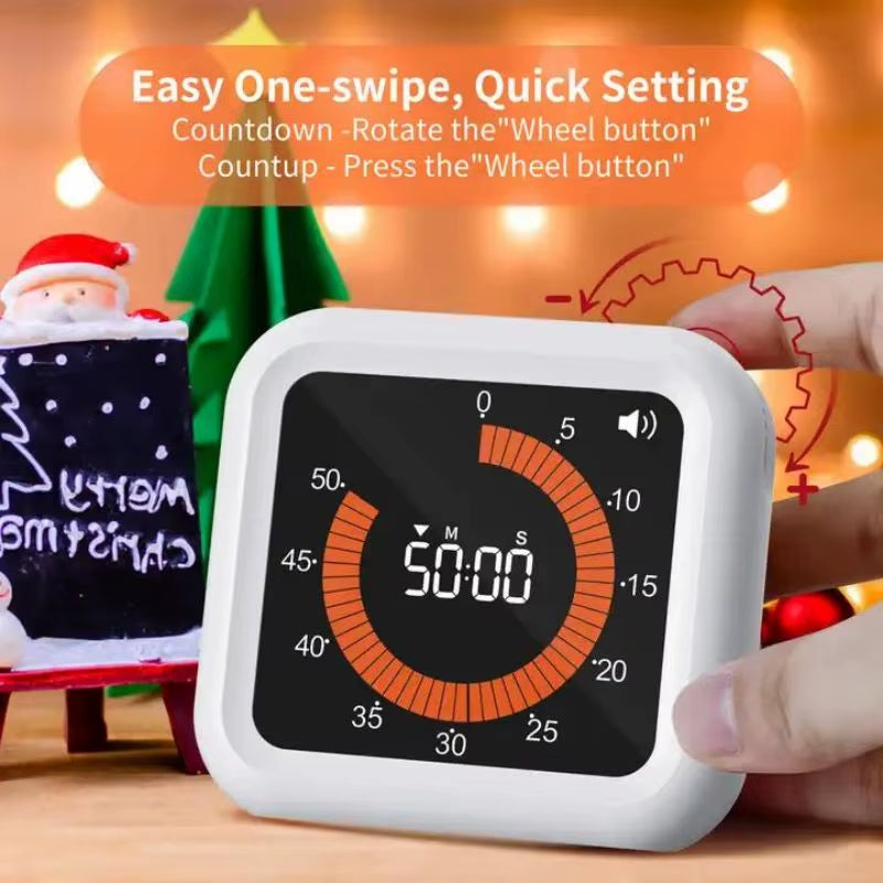 New Rotary Timer Smart Silent Visual Analog Timer for Kids and Adults Optional Alert Hour Meter for Kitchen Indoor Reading Room