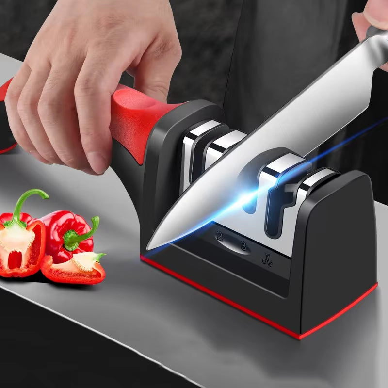 3-Stage Stainless Steel Knife Sharpener Manual Kitchen Knife Sharpening Tool