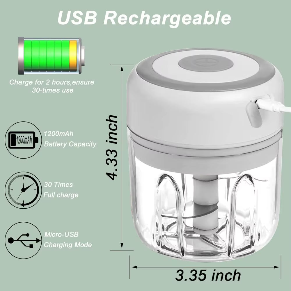 Electric Garlic Mincer 250ML Vegetable Chopper Food Chopper, USB Mini Garlic Mincer, Onion Chopper Portable Small Food Processor dheld Fan USB Rechargeable Personal Highspeed Fans Electric Eyelash Fan Automatic Stirring Cup Rechargeable Magnetic Mixer Ele
