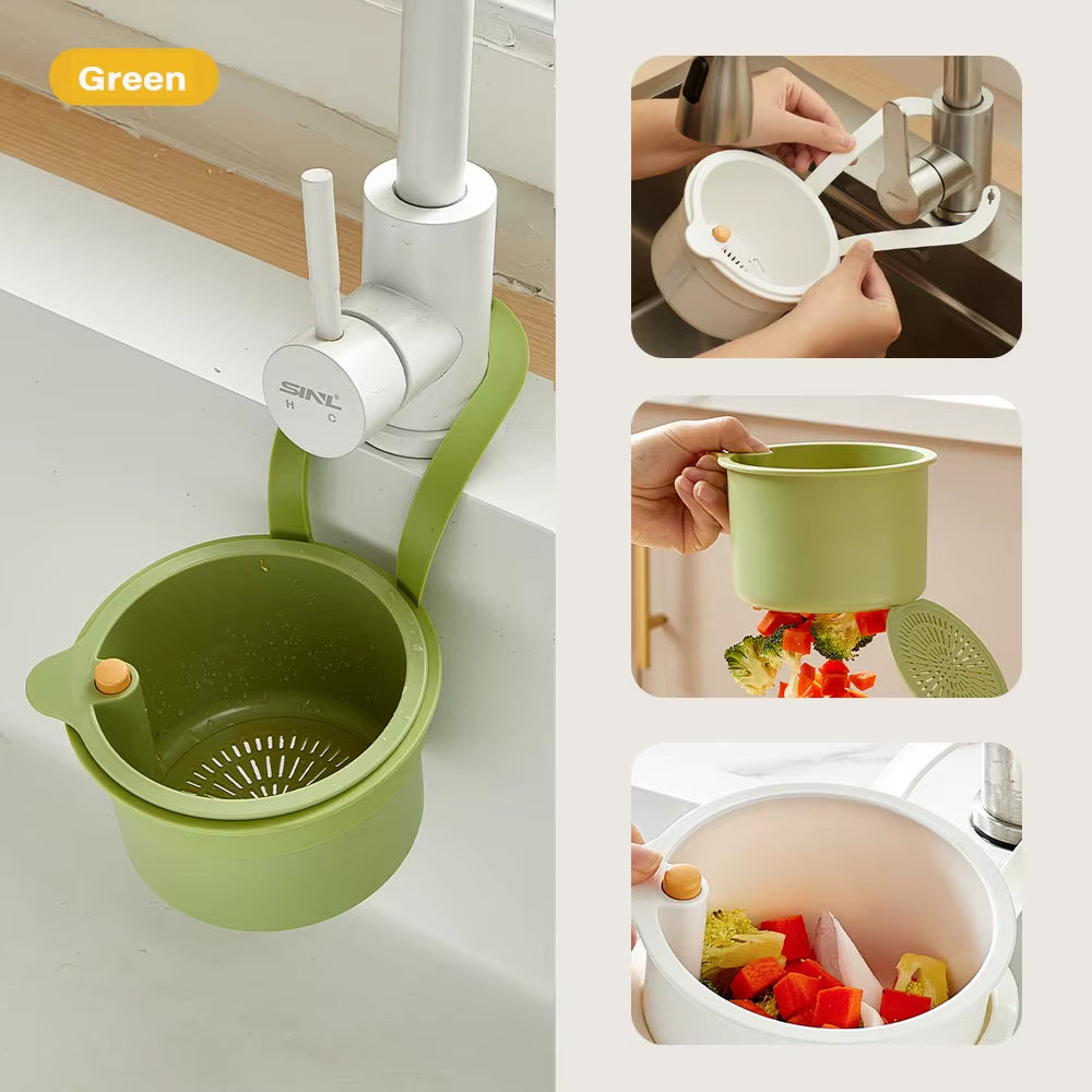 New Suction Cup Sink Drain Basket Household Fruit Washing Filter Basket Kitchen Triangular Sink Strainer for Food Waste ﻿