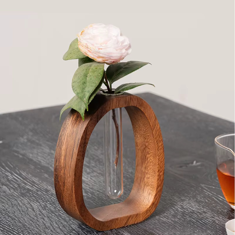 Solid Wood Flower Utensil Creative Flower Arrangement Simple Glass Plant Flower Insert Mini Water-Grown Vase