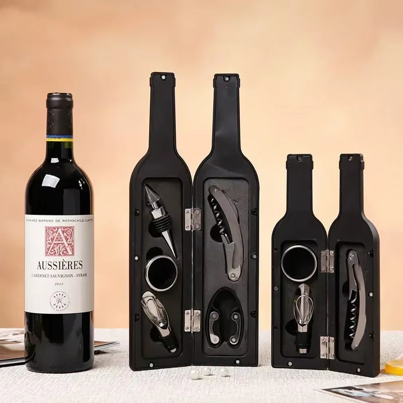 Deluxe Wine Opener Accessories Gift Tools Set with Waiters Corkscrew 5 Piece Bottle Opening Kit