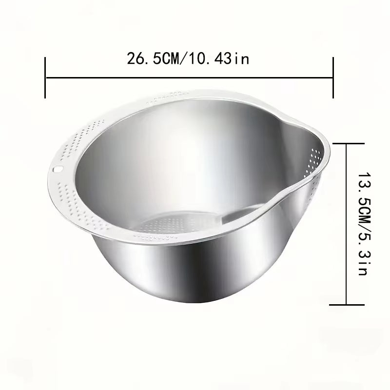 Rice Washer Strainer Bowl Stainless Steel 304 Rice Washing Bowl Rice Sieve Colander Fruit and Vegetable Strainer Kitchen Tools