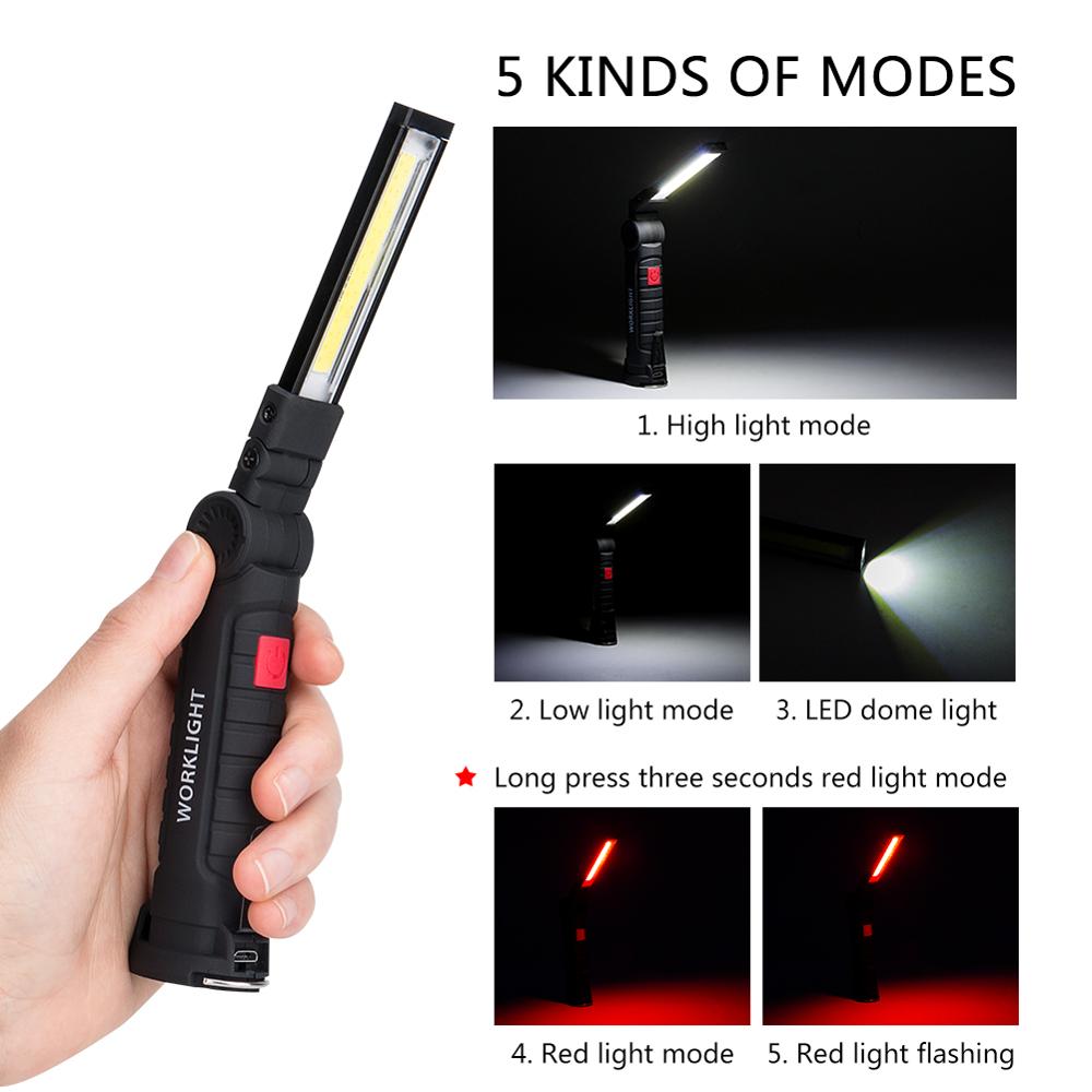 COB LED Rechargeable Work Light Flashlight