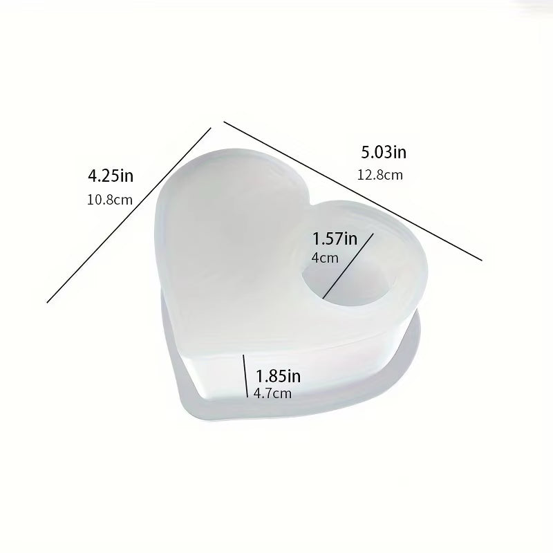 1Pc Heart-Shaped Silicone Mold - Create Unique Candlestick Plaster Ornaments for DIY Handmade Resin Crafts,Concrete Cement Molds
