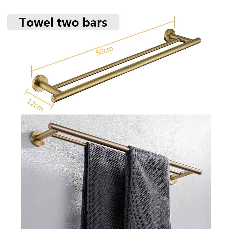 Stainless Steel Bathroom Hardware Set Bathroom Accessories Black Towel Rail Bar Rack Gold Towel Bar Shelf Towel Holder