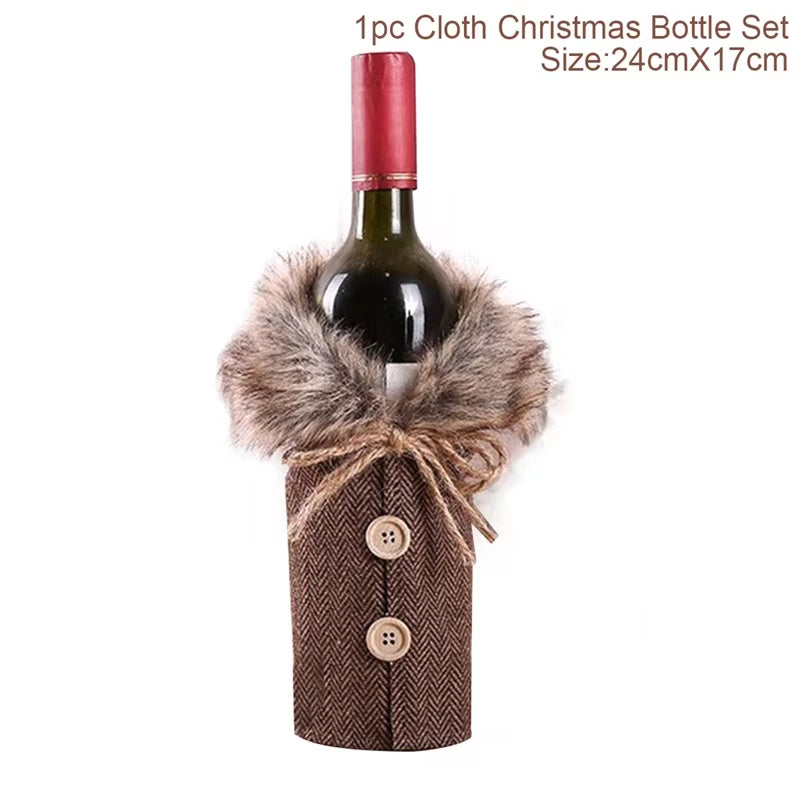 Christmas Wine Bottle Cover Merry Christmas Decorations for Home 2025 Cristmas Ornament Xmas Navidad Gifts Happy New Year 2026
