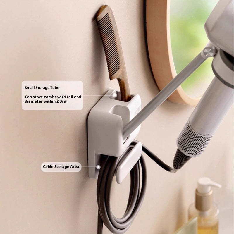 White Plastic Hair Dryer Wall Holder