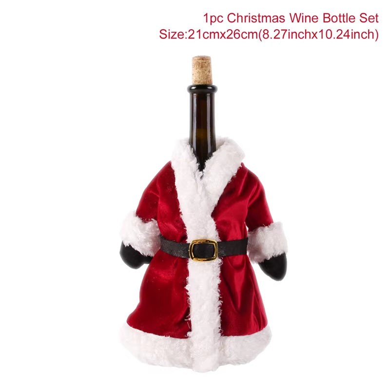 Christmas Wine Bottle Cover Merry Christmas Decorations for Home 2025 Cristmas Ornament Xmas Navidad Gifts Happy New Year 2026