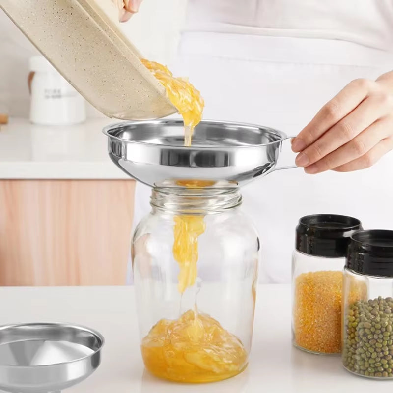 Stainless Steel Wide-Mouth Funnel Jam Salad Dressing Funnel Large Multi-Function Wine Leak Oil Leak Kitchen Accessories Gadgets