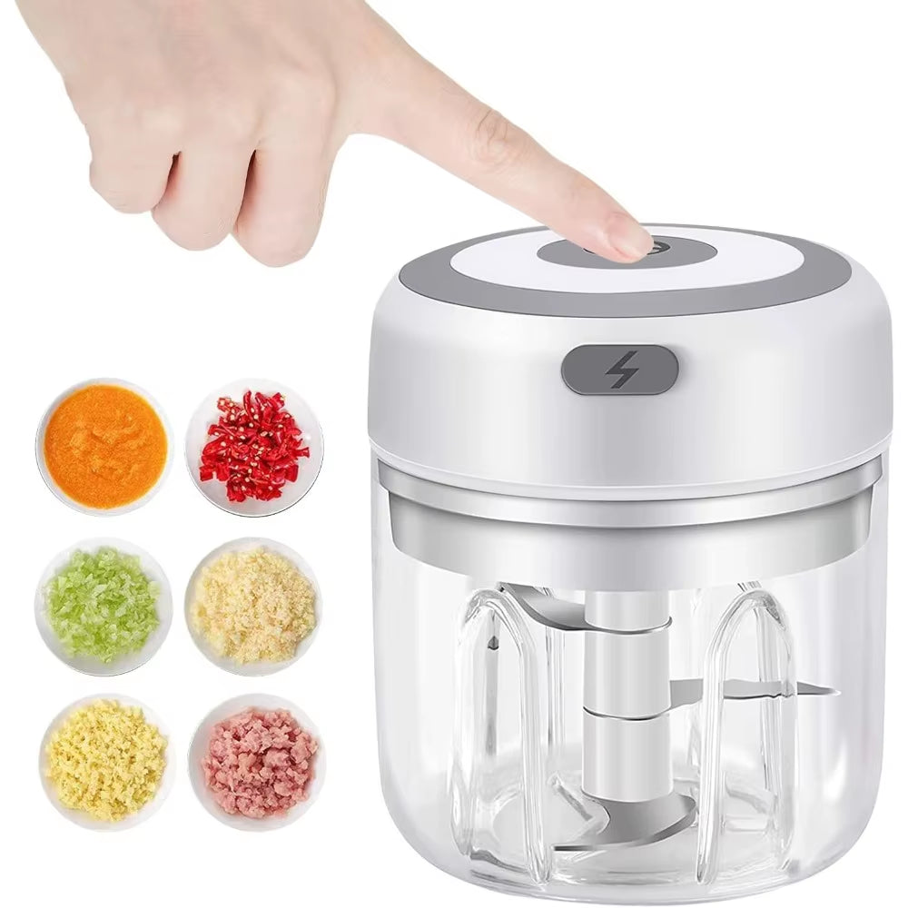 Electric Garlic Mincer 250ML Vegetable Chopper Food Chopper, USB Mini Garlic Mincer, Onion Chopper Portable Small Food Processor dheld Fan USB Rechargeable Personal Highspeed Fans Electric Eyelash Fan Automatic Stirring Cup Rechargeable Magnetic Mixer Ele