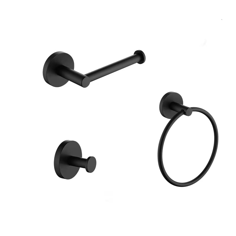 Matt Black Bathroom Accessories Set Hardware Kit Wall Mount Hand Towel Bar Rack Toilet Roll Paper Holder Robe Hook Hanger