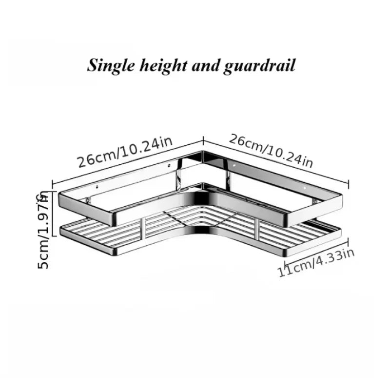 Wall Mounted Bathroom Shelf Organizer with Thickened Iron Triangle Frame, Kitchen Corner Shelf