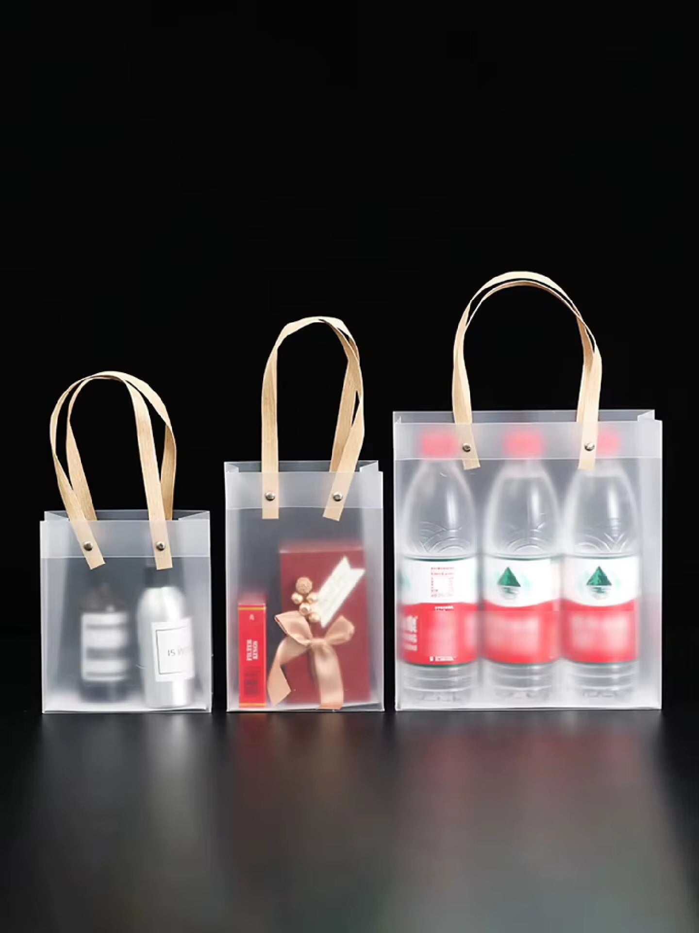 10PCS Transparent Frosted Plastic Handbag Made of High Quality Plastic with Simple and Fashionable Style Transparent Frosted