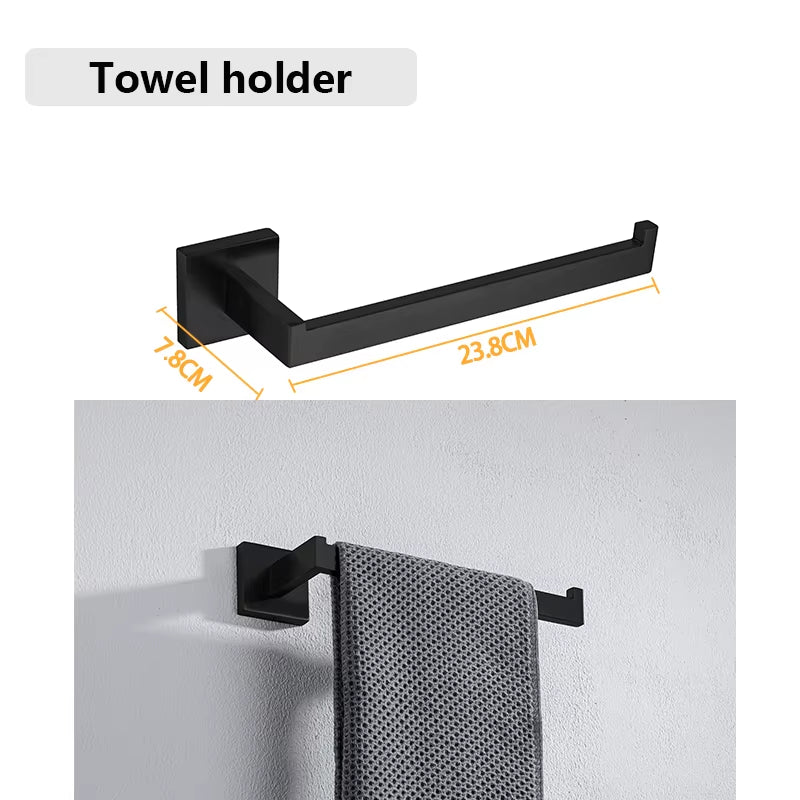Stainless Steel Bathroom Hardware Set Bathroom Accessories Black Towel Rail Bar Rack Gold Towel Bar Shelf Towel Holder