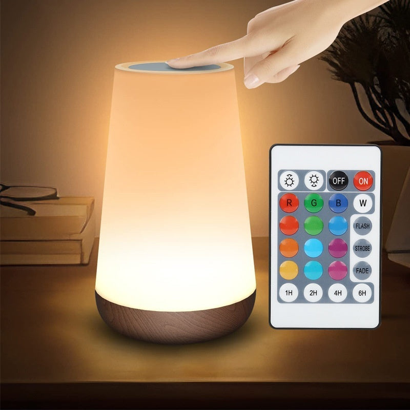 Wood Grain Touch Control LED Lamp