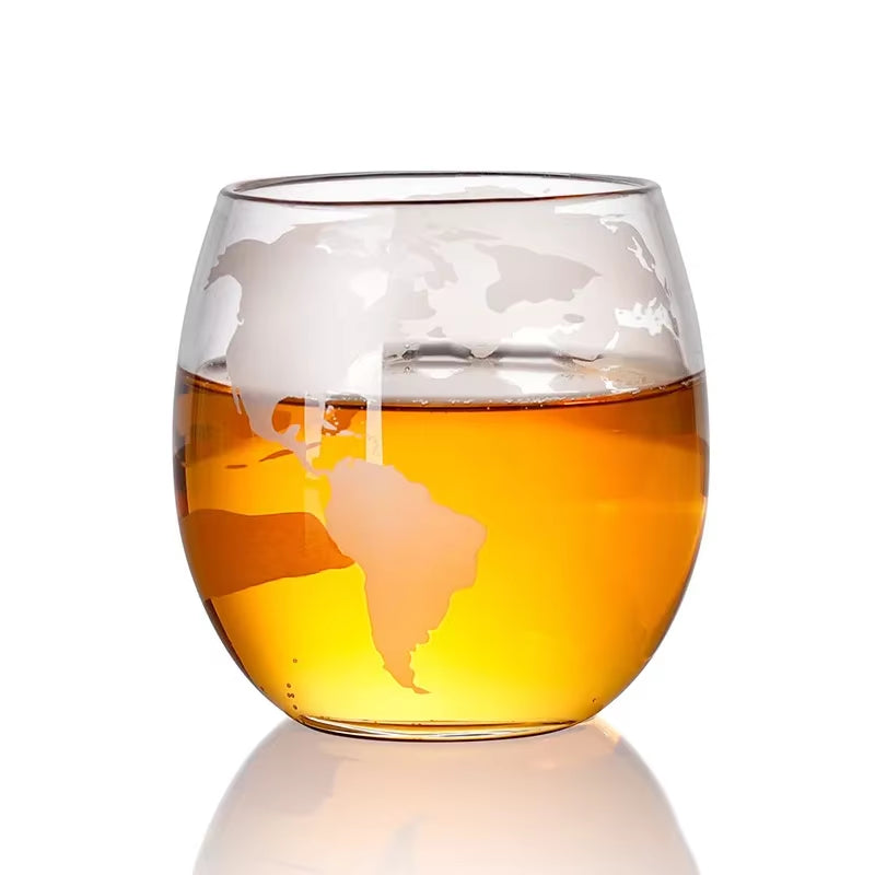 Whiskey Glass Set Crystal Globe Liquor Carafe for Whisky Vodka Sailboat in Decanter with Finished Wooden Stand Bar Tools Cup Hot