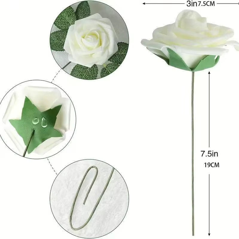 Simulated Rose Product Details Recommendation Product Details OPP Bagged Pe Rose Foam Rose with Stem and Leaves 25 Artificial Fl
