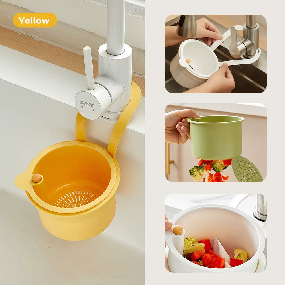 New Suction Cup Sink Drain Basket Household Fruit Washing Filter Basket Kitchen Triangular Sink Strainer for Food Waste ﻿