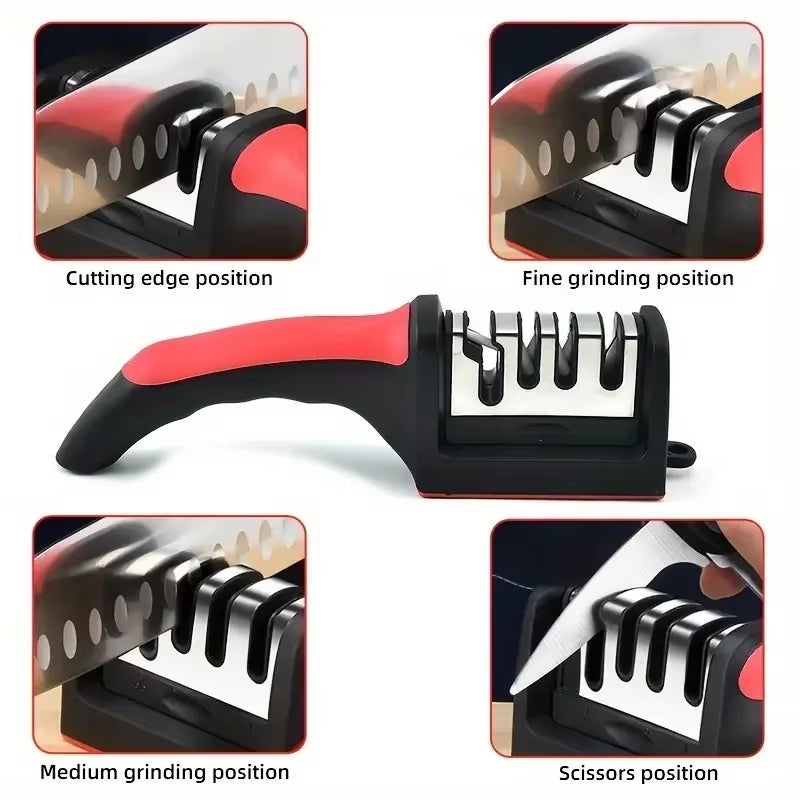 3-Stage Stainless Steel Knife Sharpener Manual Kitchen Knife Sharpening Tool