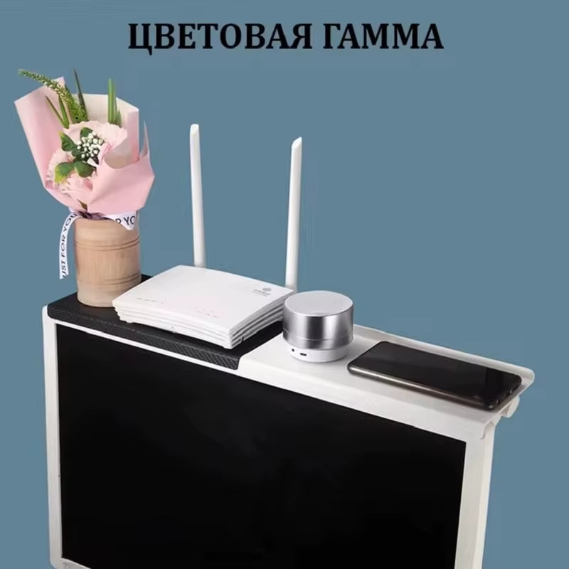 Adjustable TV Screen Top Storage Shelf Computer Monitor Screen Top Storage Rack TV Media Box Router Shelf Rack Home Organizer