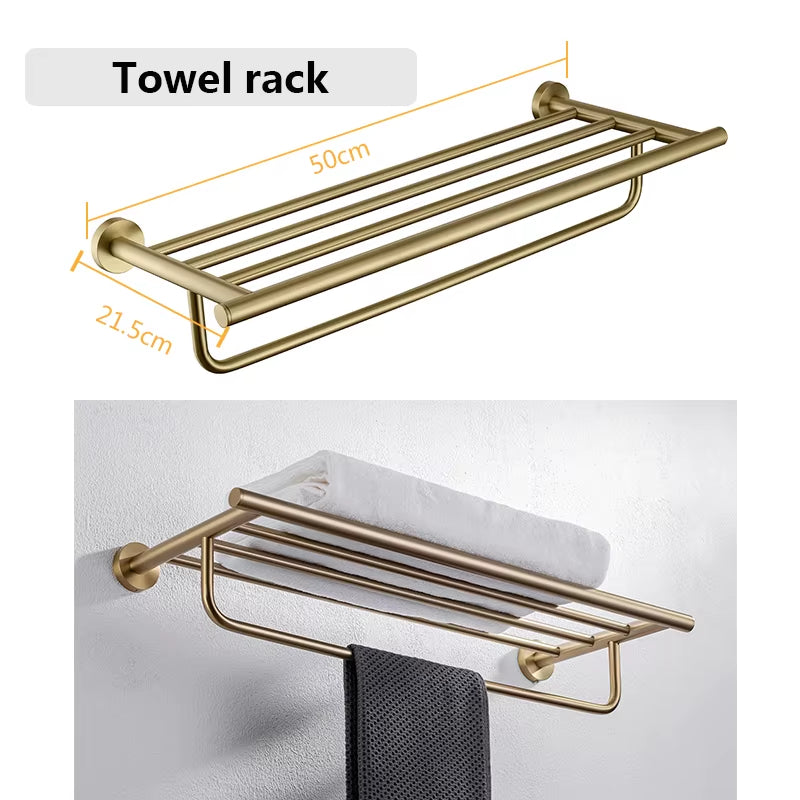 Stainless Steel Bathroom Hardware Set Bathroom Accessories Black Towel Rail Bar Rack Gold Towel Bar Shelf Towel Holder