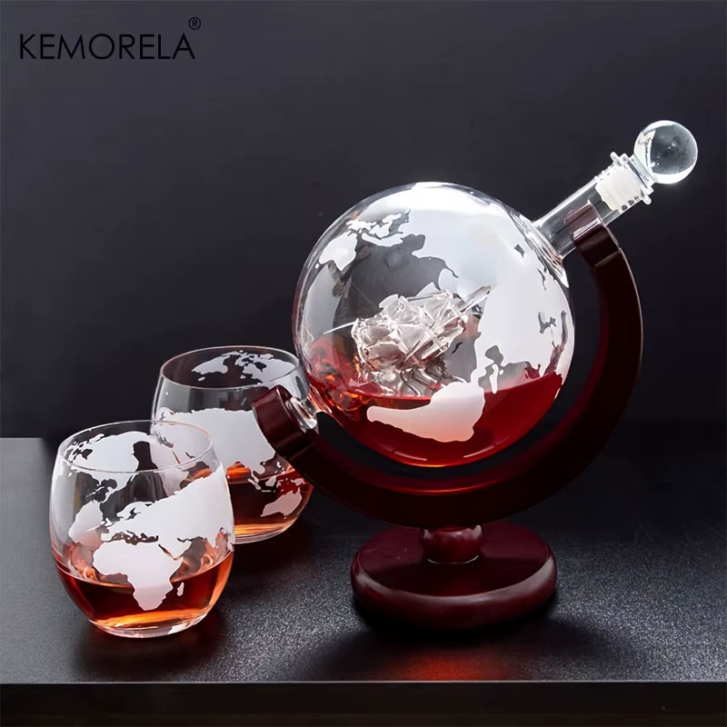 900ML Creative Globe Decanter Set with Lead-Free Carafe Exquisite Wood-Stand and 2 Glasses Whiskey Decanter Globe Grade Gift dheld Fan USB Rechargeable Personal Highspeed Fans Electric Eyelash Fan Automatic Stirring Cup Rechargeable Magnetic Mixer Electri