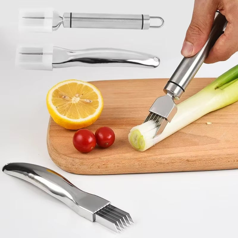 Kitchen Shred Silk the Knife Stainless Steel Chopped Green Onion Knife Curved Handle Design Food Speedy Chopper Green Onion
