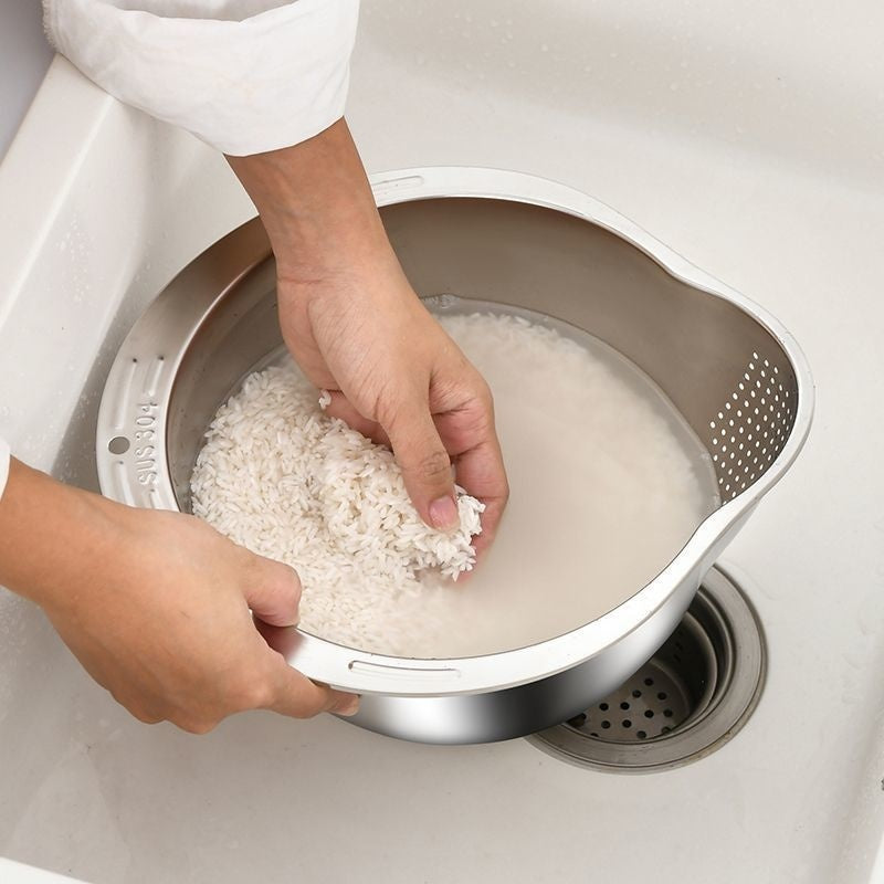 Stainless Steel Rice Washing Bowl