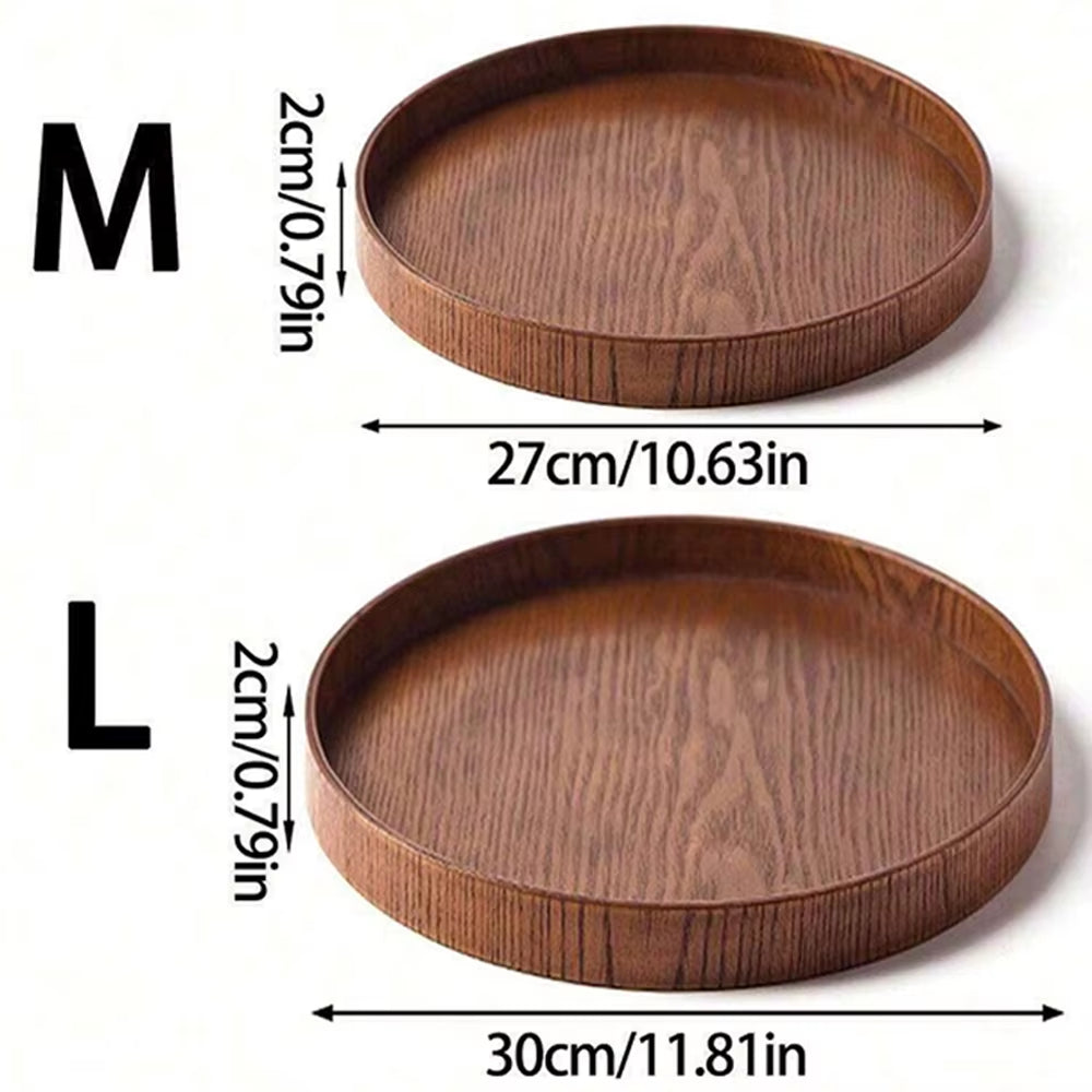 Round Wooden Serving Tray 21/27/30Cm Wood Platte Decorative Tray for Coffee Home Table Breakfast Dinner Tea Food Tray