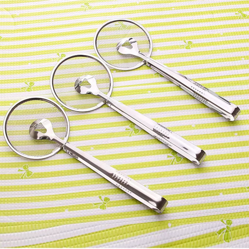 Multifunctional Oil Frying Clamp Filter Stainless Steel Spoon Oil Drainer Vegetables Snack Fried Food Strainer Kitchen Tools