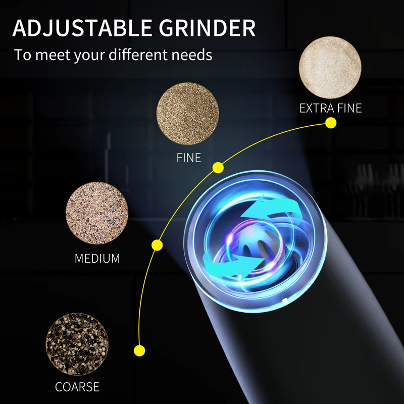 USB Rechargeable Electric Salt Pepper Grinder Adjustable Roughness Freshly Ground Pepper Powder Grinder Kitchen Cooking Tools
