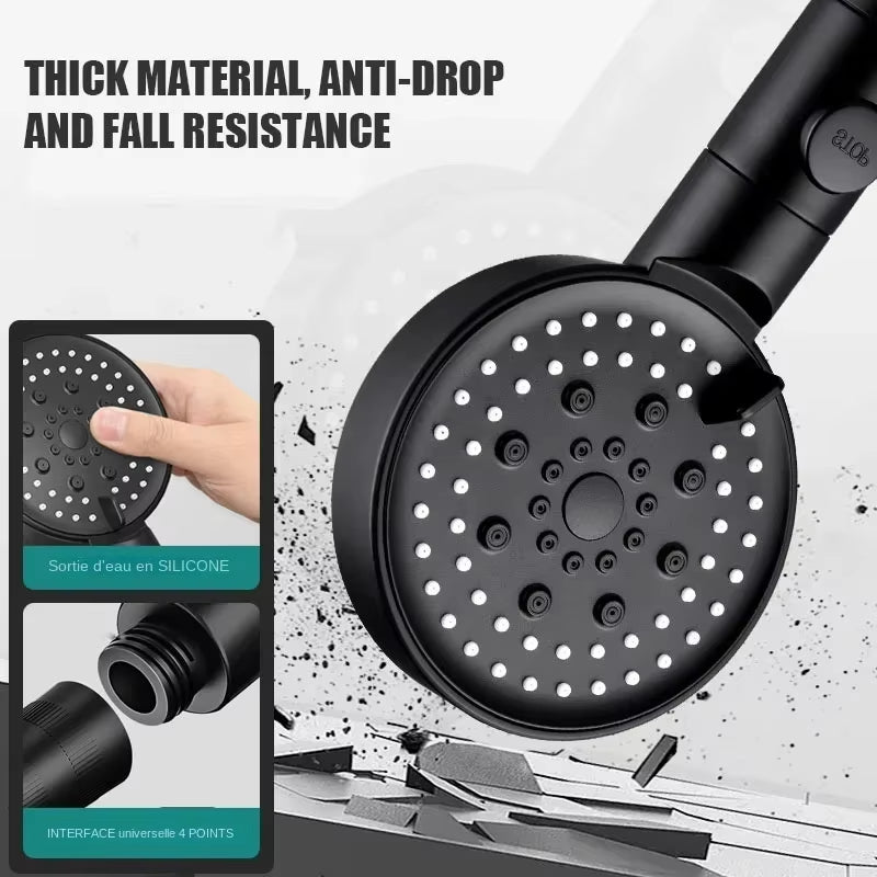 5 Modes High Pressure Shower Head Adjustable Showerheads with Hose Water Saving One-Key Stop Spray Nozzle Bathroom Accessories