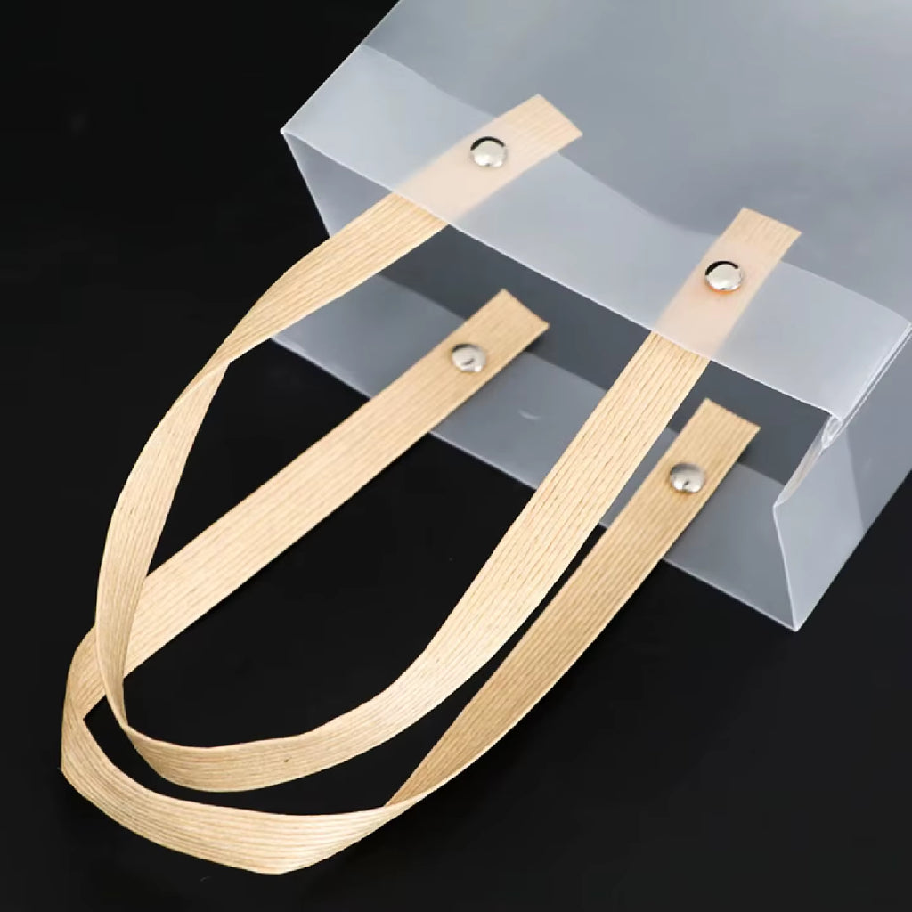 10PCS Transparent Frosted Plastic Handbag Made of High Quality Plastic with Simple and Fashionable Style Transparent Frosted