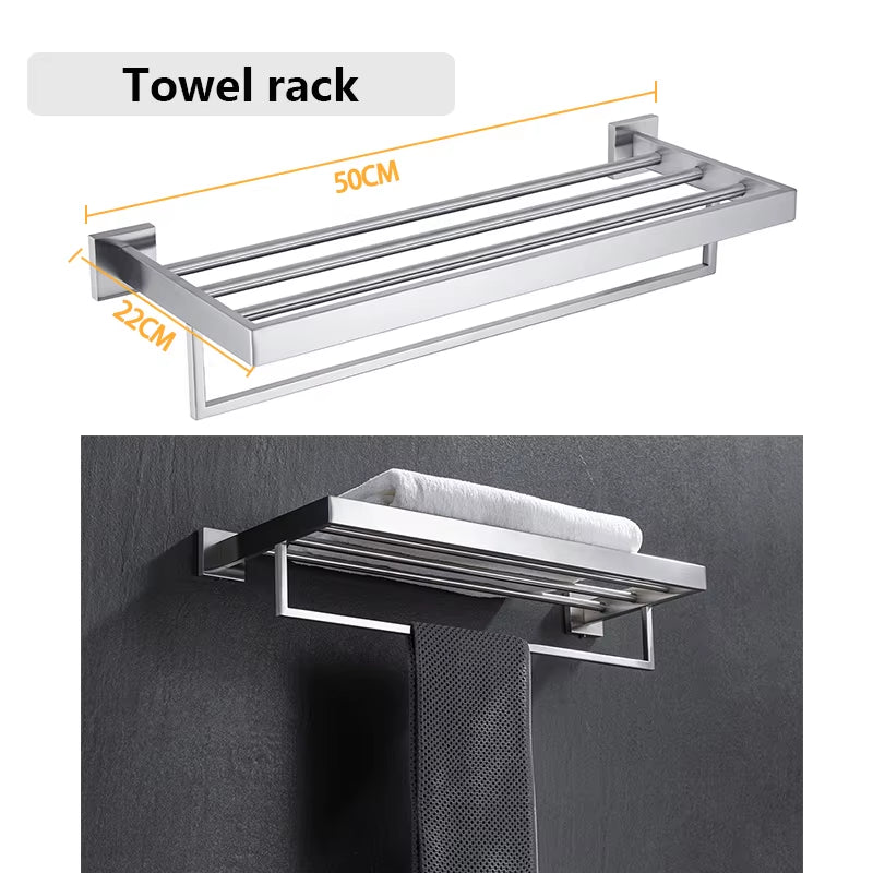 Stainless Steel Bathroom Hardware Set Bathroom Accessories Black Towel Rail Bar Rack Gold Towel Bar Shelf Towel Holder