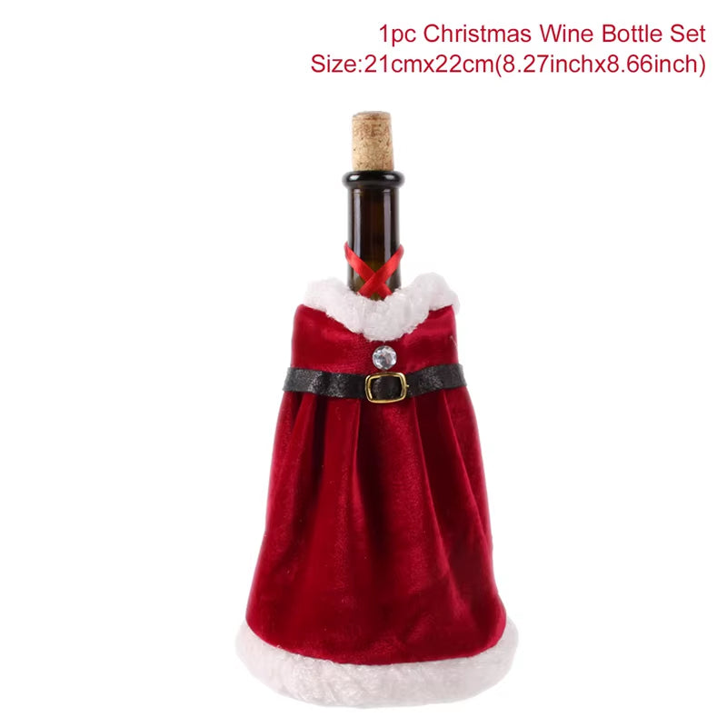Christmas Wine Bottle Cover Merry Christmas Decorations for Home 2025 Cristmas Ornament Xmas Navidad Gifts Happy New Year 2026