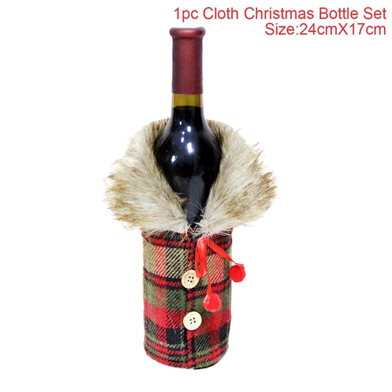 Christmas Wine Bottle Cover Merry Christmas Decorations for Home 2025 Cristmas Ornament Xmas Navidad Gifts Happy New Year 2026
