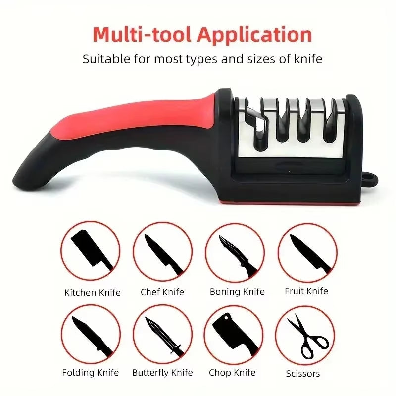 3-Stage Stainless Steel Knife Sharpener Manual Kitchen Knife Sharpening Tool