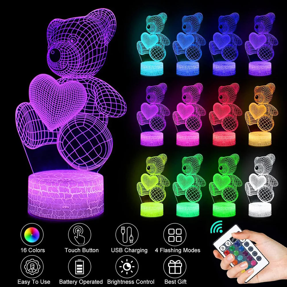 3D Acrylic LED Night Light with Remote
