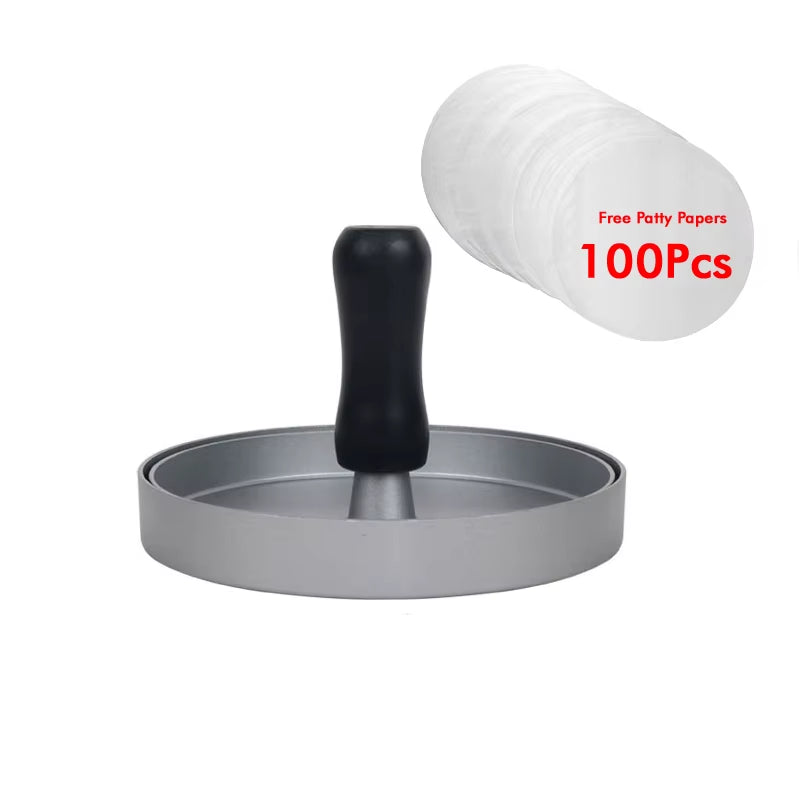 Circular Burger Mold Burger Press Non-Stick Meat Pie Machine Home Food Mold Kit Small Tool with 100 Meat Pie Paper