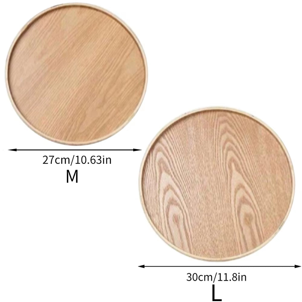 Round Wooden Serving Tray 21/27/30Cm Wood Platte Decorative Tray for Coffee Home Table Breakfast Dinner Tea Food Tray