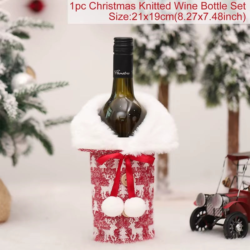 Christmas Wine Bottle Cover Merry Christmas Decorations for Home 2025 Cristmas Ornament Xmas Navidad Gifts Happy New Year 2026