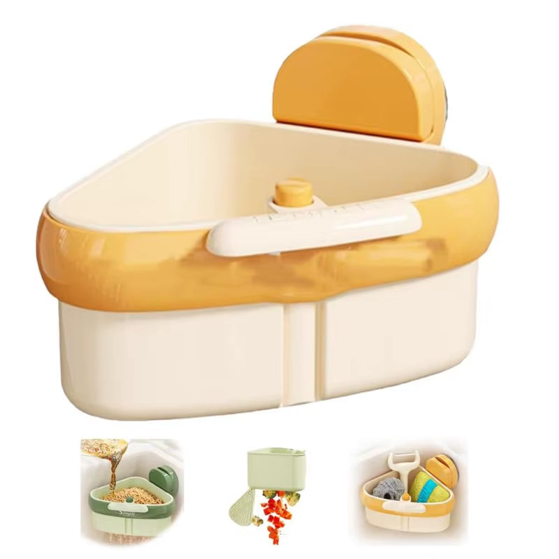 New Suction Cup Sink Drain Basket Household Fruit Washing Filter Basket Kitchen Triangular Sink Strainer for Food Waste ﻿