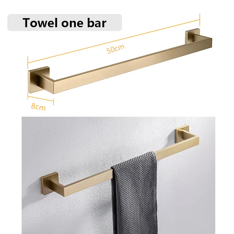 Stainless Steel Bathroom Hardware Set Bathroom Accessories Black Towel Rail Bar Rack Gold Towel Bar Shelf Towel Holder