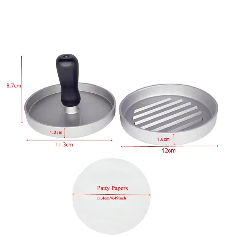 Circular Burger Mold Burger Press Non-Stick Meat Pie Machine Home Food Mold Kit Small Tool with 100 Meat Pie Paper