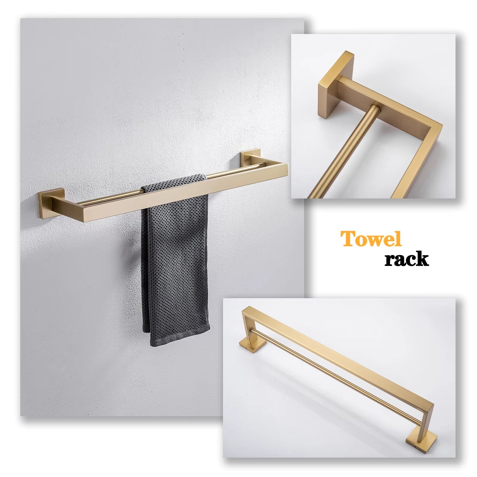 Stainless Steel Bathroom Hardware Set Bathroom Accessories Black Towel Rail Bar Rack Gold Towel Bar Shelf Towel Holder