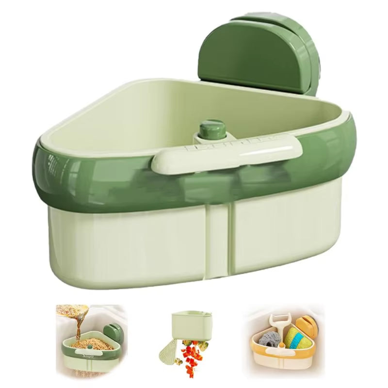 New Suction Cup Sink Drain Basket Household Fruit Washing Filter Basket Kitchen Triangular Sink Strainer for Food Waste ﻿
